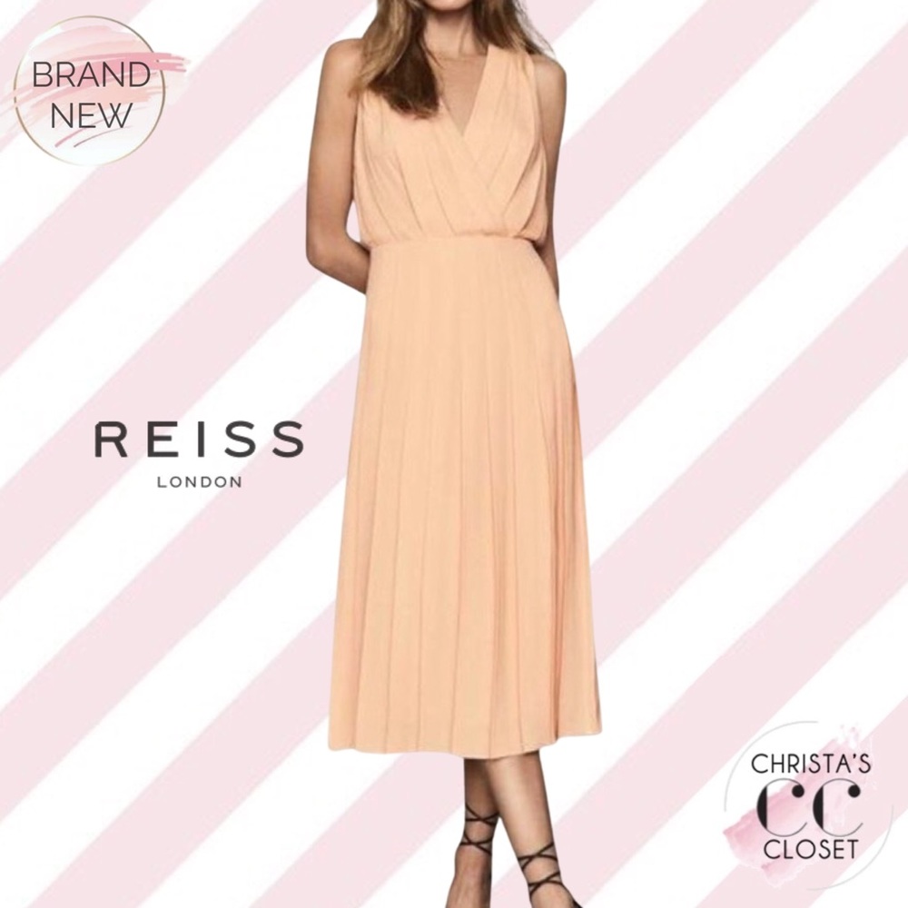 NWT Reiss Mariona Pleated Midi Dress